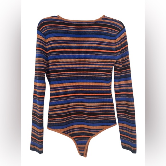 NWT Majorelle Lace Up Sweater Bodysuit Revolve Striped Long Sleeve Size Large - Picture 10 of 13
